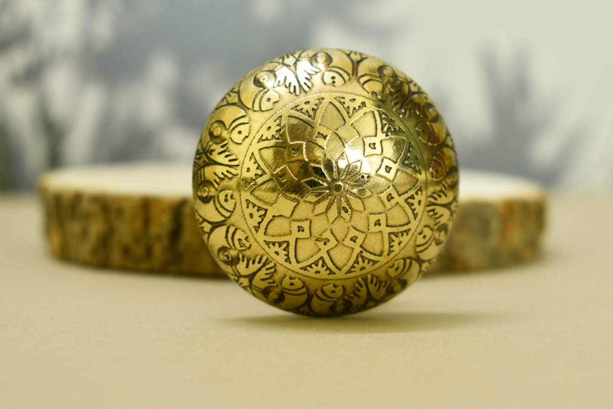 Floral Round Brass Drawer Knobs-Elegant Furniture and Cabinet Pull Handle in Solid Brass Metal, Modern Cabinet Pulls and Knobs, set of 6