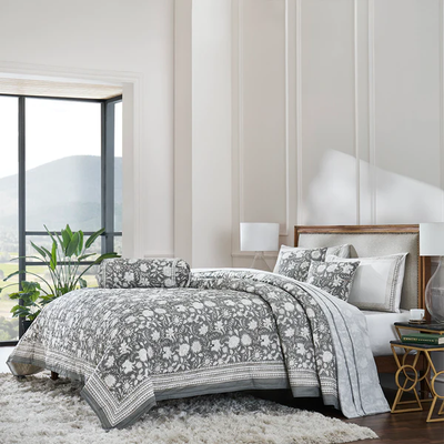 AFROZ BLOCK PRINT COTTON BEDSHEET SET - Queen